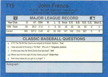 1990 Classic Update #T19 John Franco Back