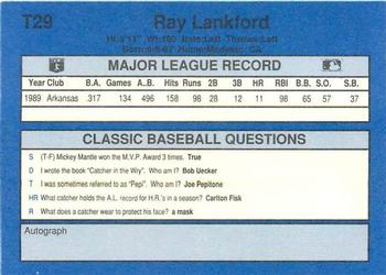 1990 Classic Update #T29 Ray Lankford Back
