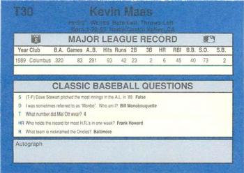 1990 Classic Update #T30 Kevin Maas Back
