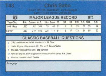 1990 Classic Update #T43 Chris Sabo Back