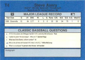 1990 Classic Update #T4 Steve Avery Back