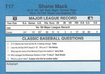 1990 Classic Yellow #T17 Shane Mack Back