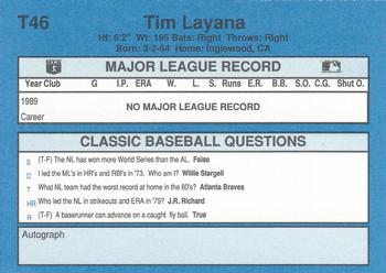 1990 Classic Yellow #T46 Tim Layana Back