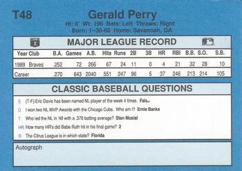 1990 Classic Yellow #T48 Gerald Perry Back