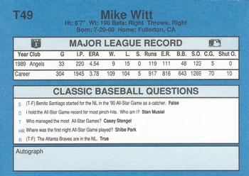 1990 Classic Yellow #T49 Mike Witt Back