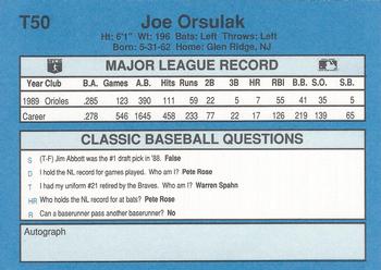 1990 Classic Yellow #T50 Joe Orsulak Back