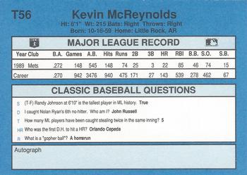 1990 Classic Yellow #T56 Kevin McReynolds Back