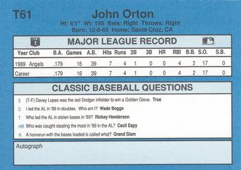 1990 Classic Yellow #T61 John Orton Back
