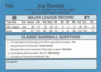 1990 Classic Yellow #T64 Kal Daniels Back