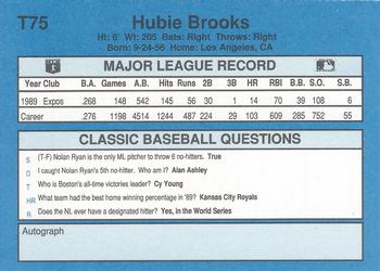 1990 Classic Yellow #T75 Hubie Brooks Back