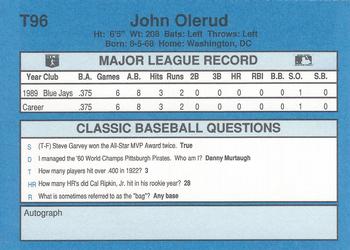 1990 Classic Yellow #T96 John Olerud Back