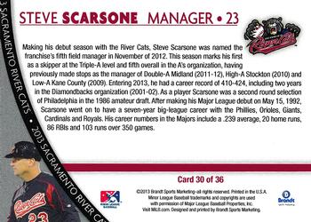 2013 Brandt Sacramento River Cats #30 Steve Scarsone Back