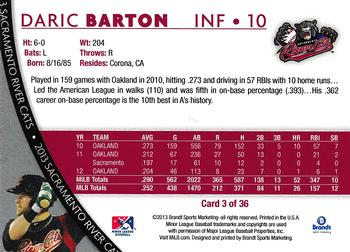2013 Brandt Sacramento River Cats #3 Daric Barton Back