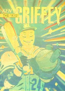 1992 Arena Kid Griff Holograms Silver - Gold #1 Ken Griffey Jr. Back
