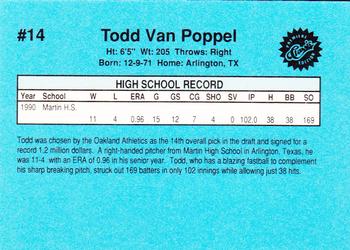 1990 Classic Draft Picks #14 Todd Van Poppel   Back