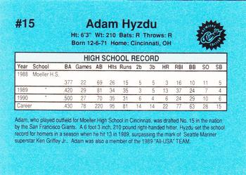 1990 Classic Draft Picks #15 Adam Hyzdu   Back