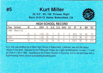 1990 Classic Draft Picks #5 Kurt Miller Back