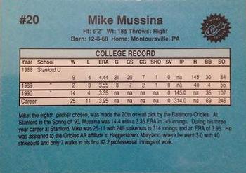 1990 Classic Draft Picks #20 Mike Mussina Back