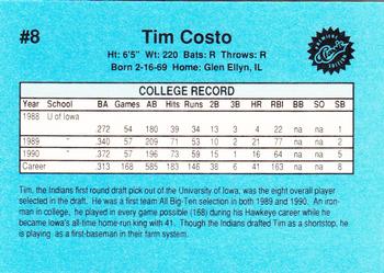 1990 Classic Draft Picks #8 Tim Costo  Back