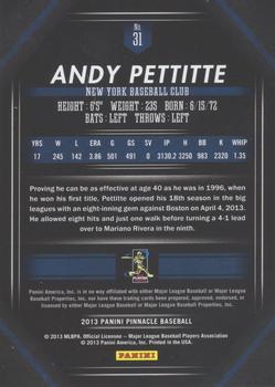 2013 Pinnacle - Artist Proof #31 Andy Pettitte Back