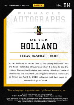 2013 Pinnacle - Autographs #DH Derek Holland Back