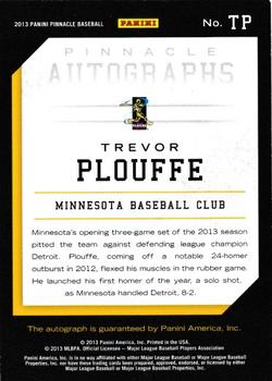 2013 Pinnacle - Autographs #TP Trevor Plouffe Back