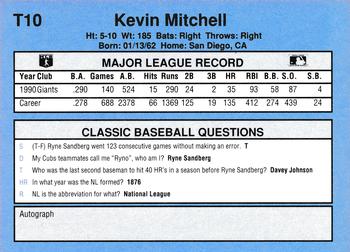 1991 Classic I #T10 Kevin Mitchell Back