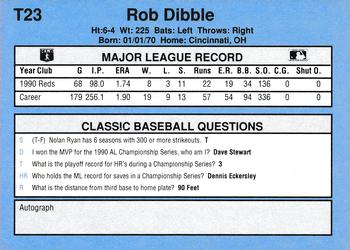1991 Classic I #T23 Rob Dibble Back
