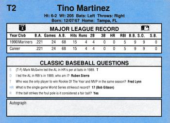 1991 Classic I #T2 Tino Martinez Back