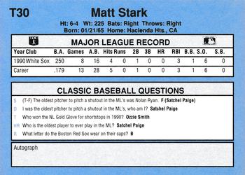 1991 Classic I #T30 Matt Stark Back