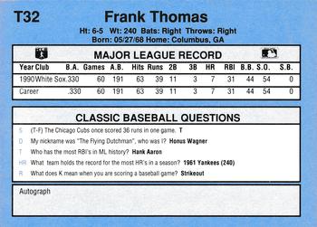 1991 Classic I #T32 Frank Thomas Back