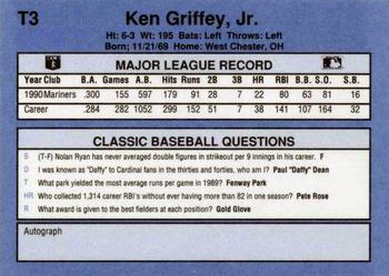 1991 Classic I #T3 Ken Griffey, Jr. Back