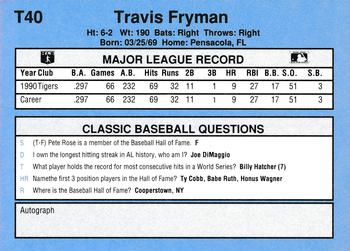 1991 Classic I #T40 Travis Fryman Back