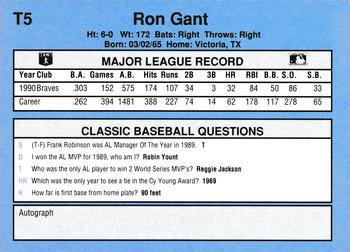 1991 Classic I #T5 Ron Gant Back