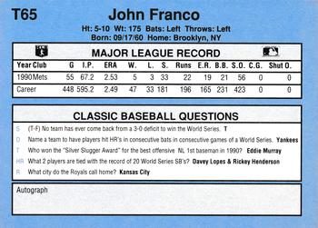 1991 Classic I #T65 John Franco Back