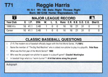 1991 Classic I #T71 Reggie Harris Back