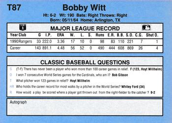 1991 Classic I #T87 Bobby Witt Back