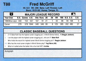 1991 Classic I #T88 Fred McGriff Back