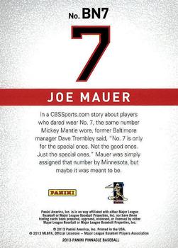 2013 Pinnacle - Behind the Numbers #BN7 Joe Mauer Back