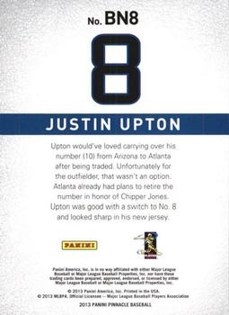 2013 Pinnacle - Behind the Numbers #BN8 Justin Upton Back