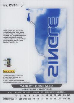 2013 Pinnacle - Clear Vision Hitting Single #CV34 Carlos Gonzalez Back