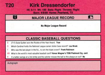 1991 Classic II #T20 Kirk Dressendorfer Back