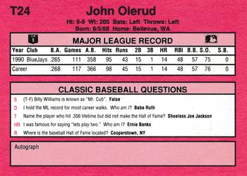 1991 Classic II #T24 John Olerud Back
