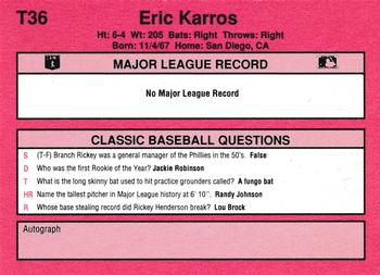 1991 Classic II #T36 Eric Karros Back
