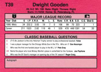 1991 Classic II #T39 Dwight Gooden Back