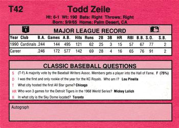 1991 Classic II #T42 Todd Zeile Back