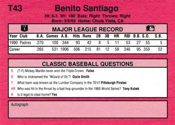 1991 Classic II #T43 Benito Santiago Back