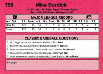 1991 Classic II #T58 Mike Bordick Back