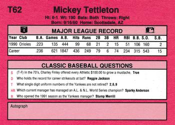 1991 Classic II #T62 Mickey Tettleton Back