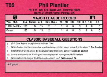 1991 Classic II #T66 Phil Plantier Back